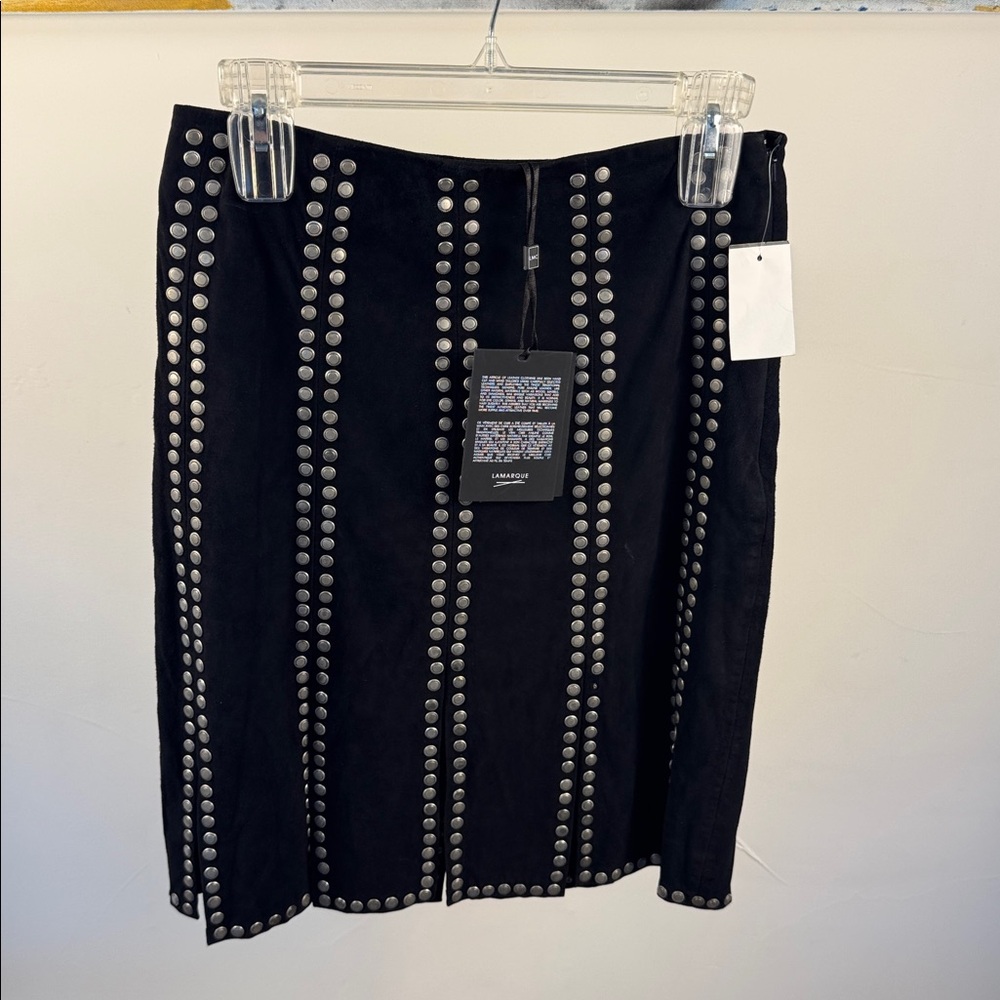 NWT LAMARQUE Tara Studded Suede Leather Mini Skirt – Size 2 - Picture 7 of 7